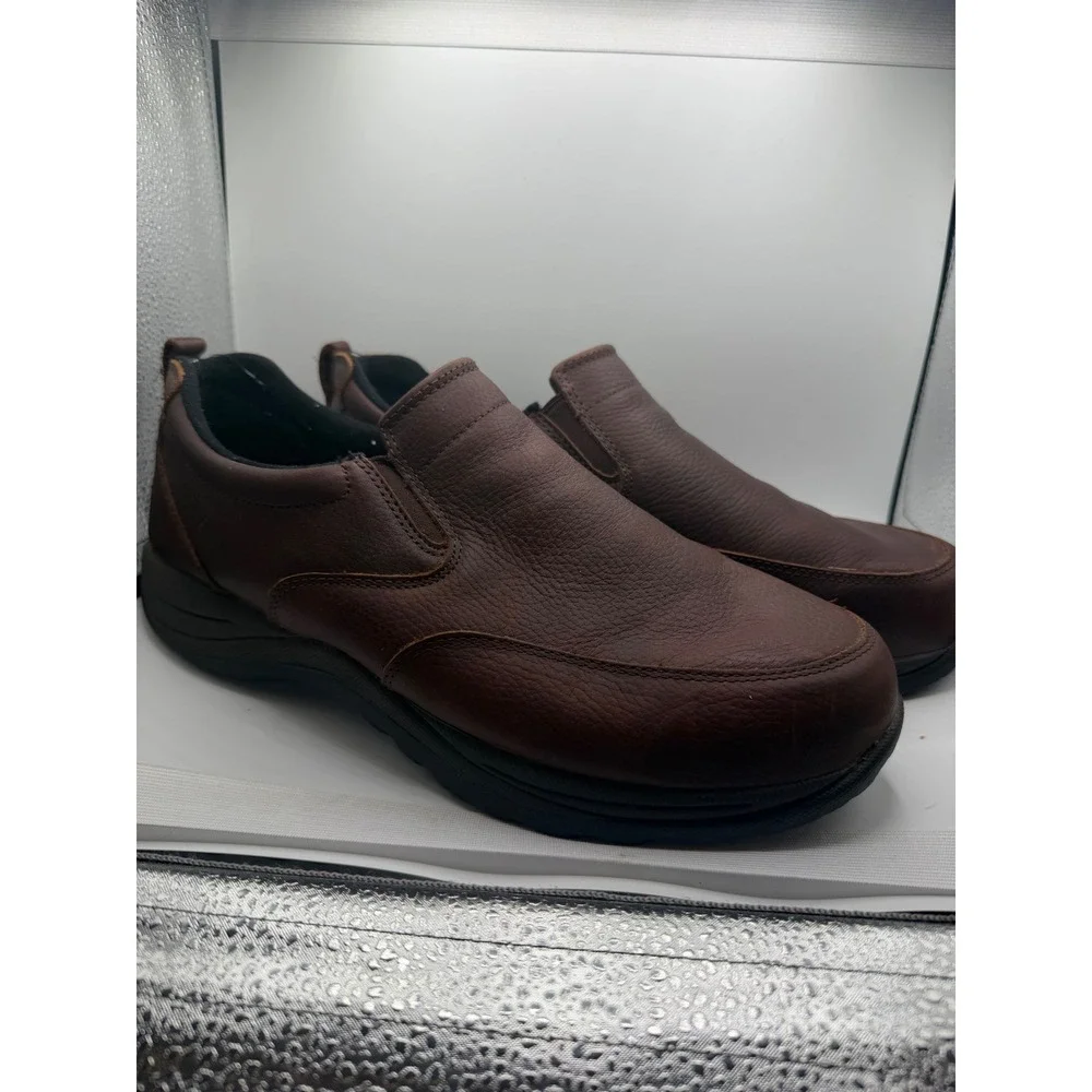 LL Bean Mens Brown Leather Slip On Shoes Loafers 11.5 Wide 257064